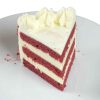 Slice of handcrafted gourmet red velvet birthday cake