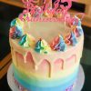 Luxury rainbow birthday drip cake with homemade icing