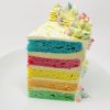 artisan handcrafted slice of rainbow birthday celebration cake