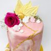 Pink marble and macarons cake