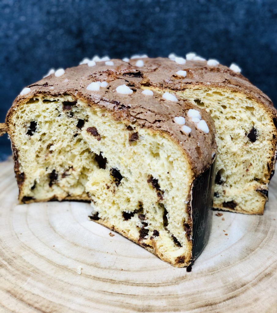 Slice of Panettone with chocolate chips